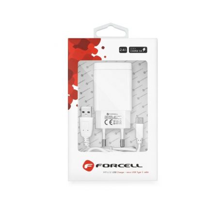 18W Forcell nabíjačka USB s káblom USB C, 2,4A, Quick Charge 3.0