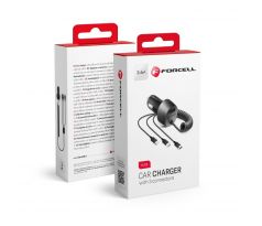 Forcell 3v1 nabíjačka do auta (micro USB + Apple Lightning + Type C) 3,4A čierna