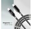 Magneticky vinutý kábel USB C - USB C, PD60W, 3A C676, čierny, 1 meter