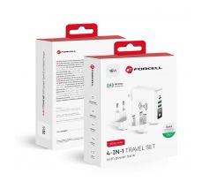 FORCELL F-ENERGY multifunkčná nabíjačka 4v1 15W s USB/USB typ C konektormi, 8000mAh power bankou a bezdrôtovým nabíjaním