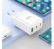 35W HOCO nástenná nabíjačka N33, 2 x USB C + USB A a kábel USB C + USB C, 3A, biela