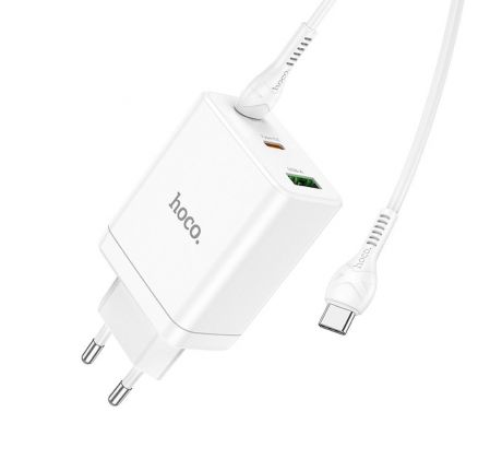 35W HOCO nástenná nabíjačka N33, 2 x USB C + USB A a kábel USB C + USB C, 3A, biela